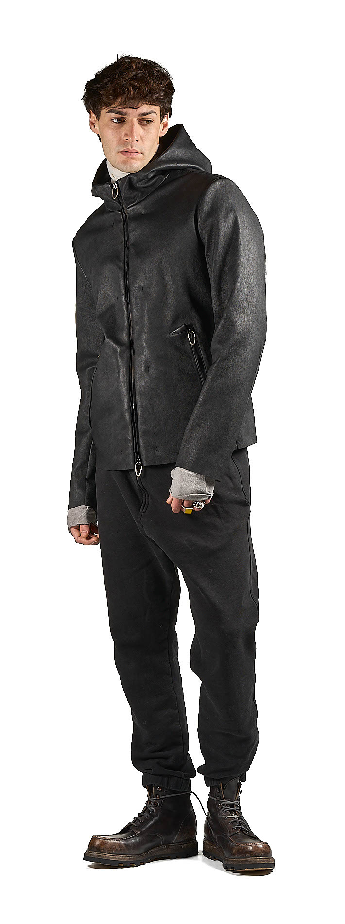 DANIELE BASTA LEATHER AND SILVER JACKET